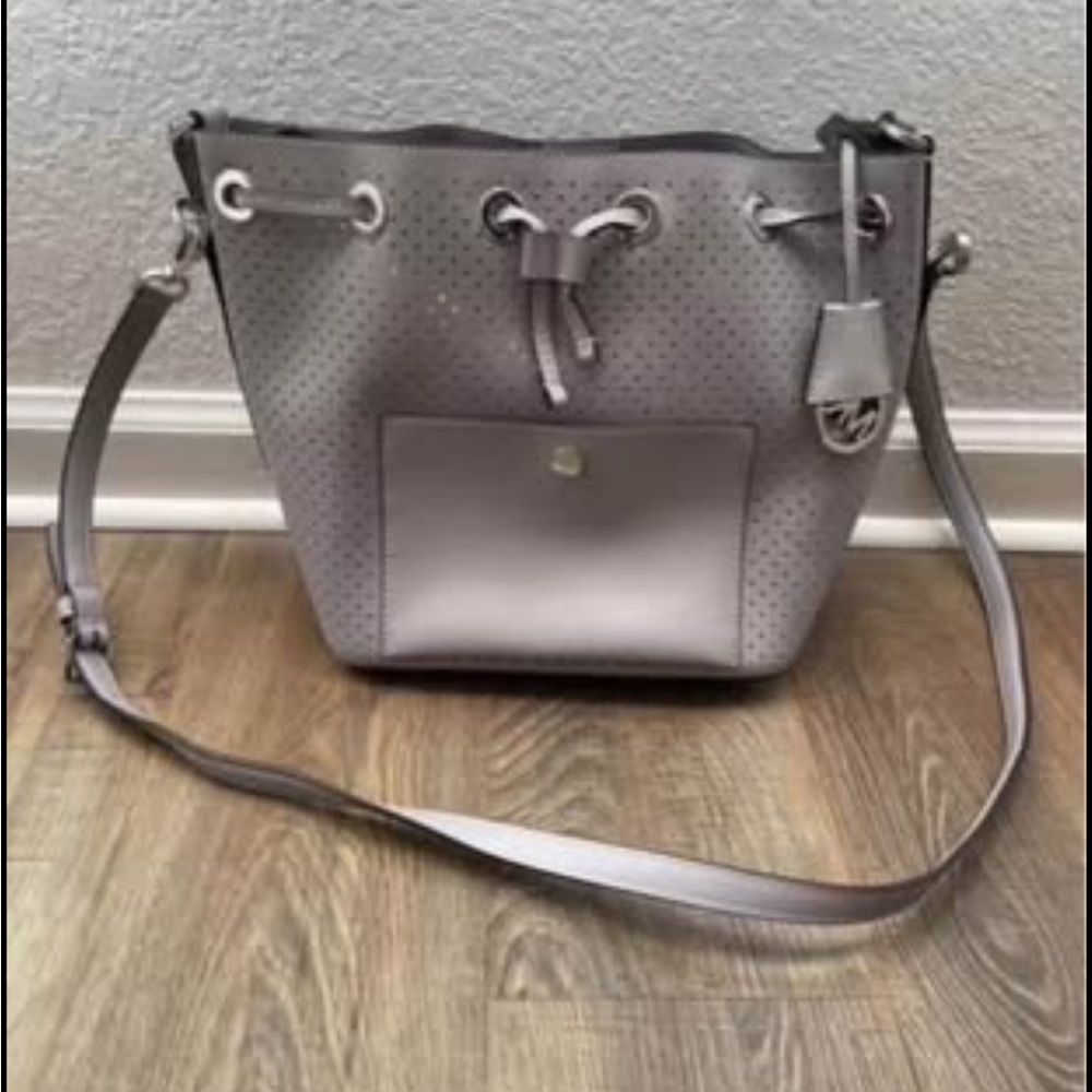 Michael Kors Gray Perforated Shoulder Bag